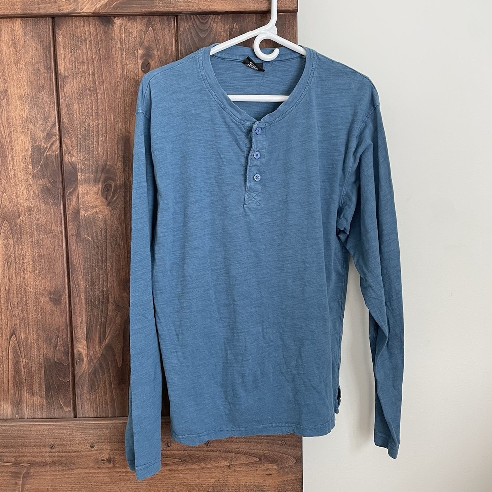 Jake Austin Men’s Long Sleeve Henley Shirt Blue Size M Dexter Morgan Kill Shirt