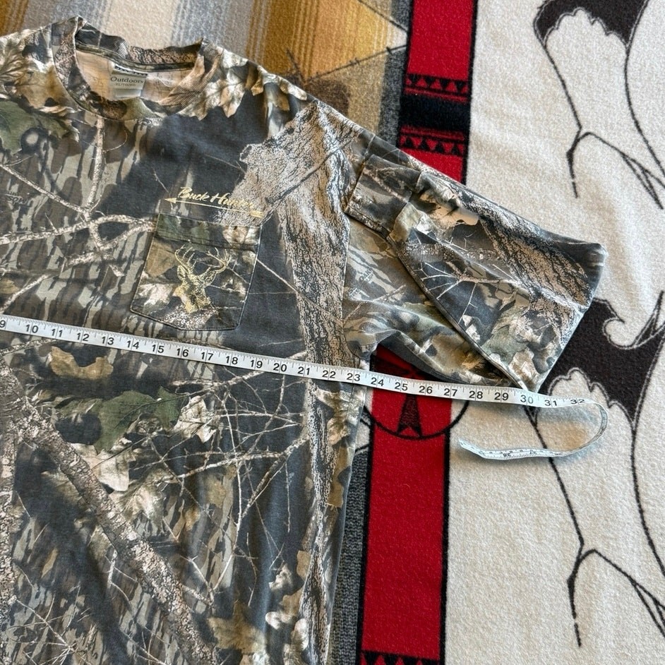 Vintage 90s Jerzees Outdoors Camouflage Long Sleeve Pocket T-Shirt Size XL Hunt gallery