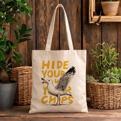 Beach Tote Bag, Seagull Graphic Canvas Tote, Coastal Vacation Shoulder Bag, R…