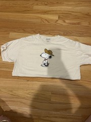 Peanut Snoopy Western Cowboy Tshirt Size Medium Beige Short Sleeve Graphic Tee