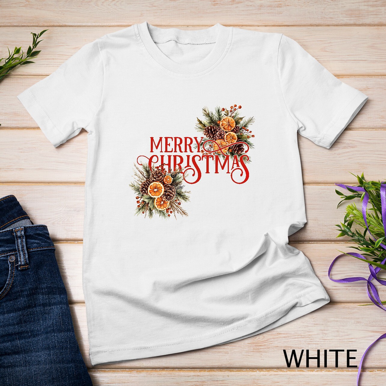 Festive Winter Wreath Holiday Graphic Funny Christmas Shirt Unisex T-shirt gallery