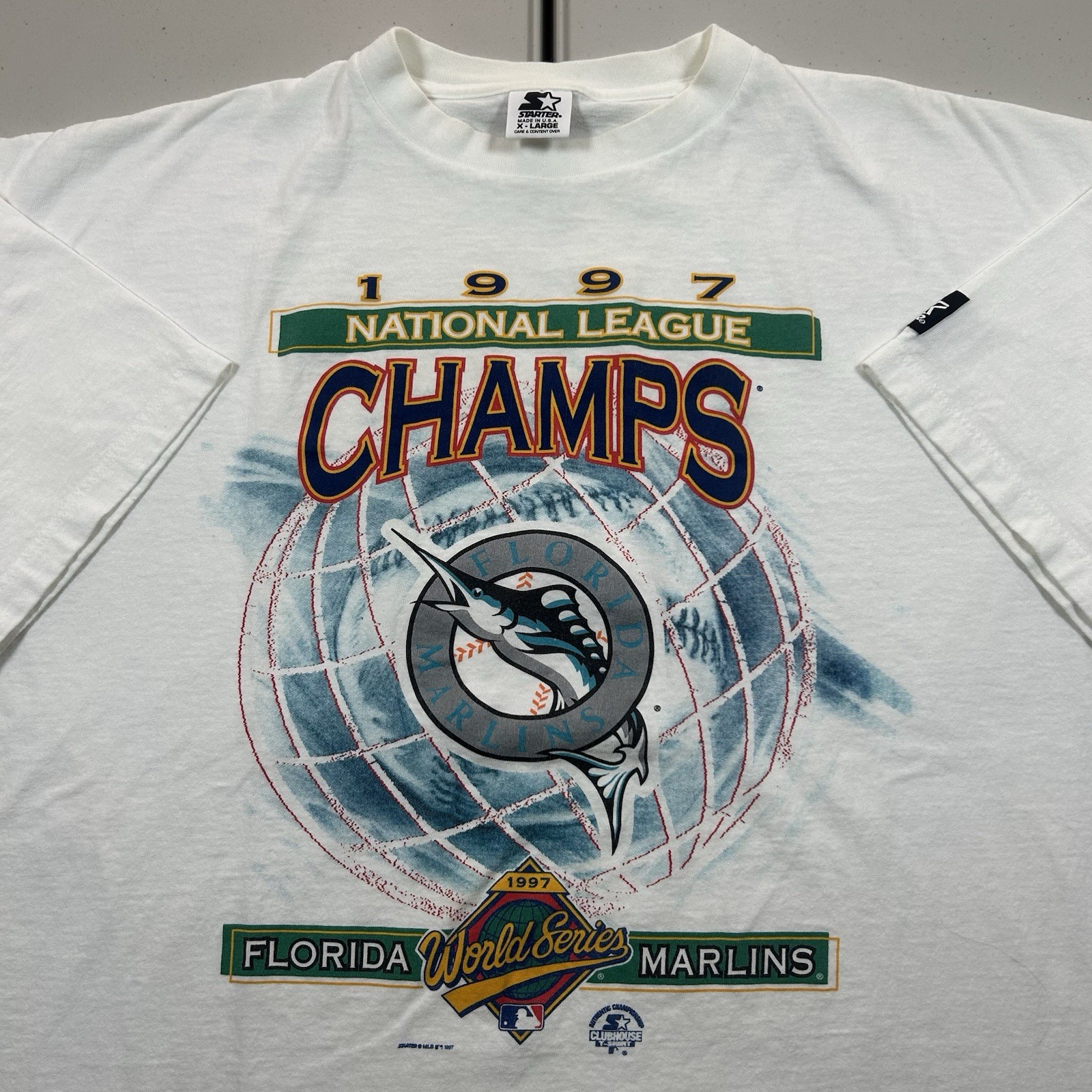 VTG 90s Florida Marlins Shirt Size XL Starter 1997 National League Champions MLB