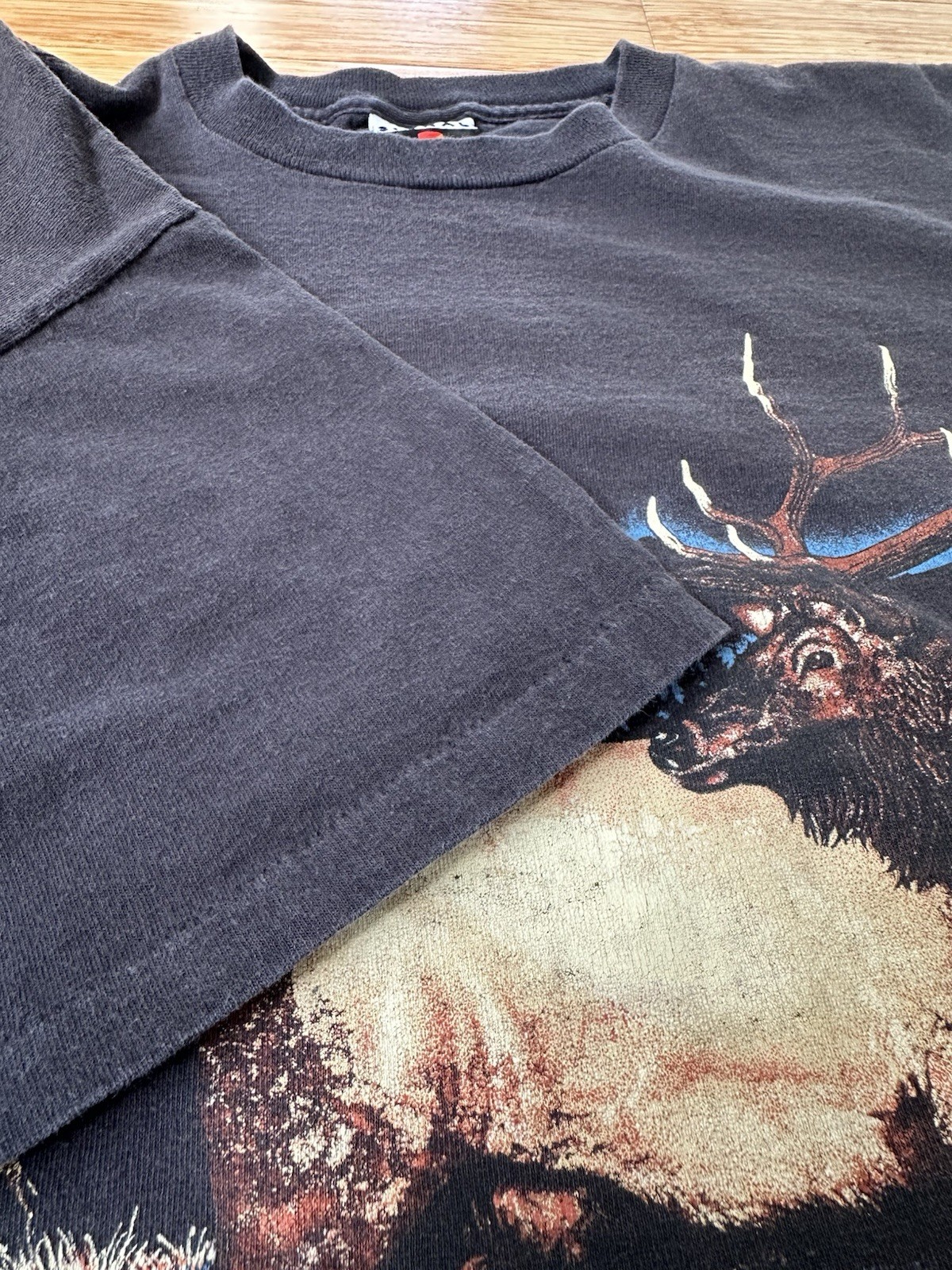 Vintage 90s Habitat Deer Graphic Nature Tee Shirt Men's XL USA Made Double Sided gallery