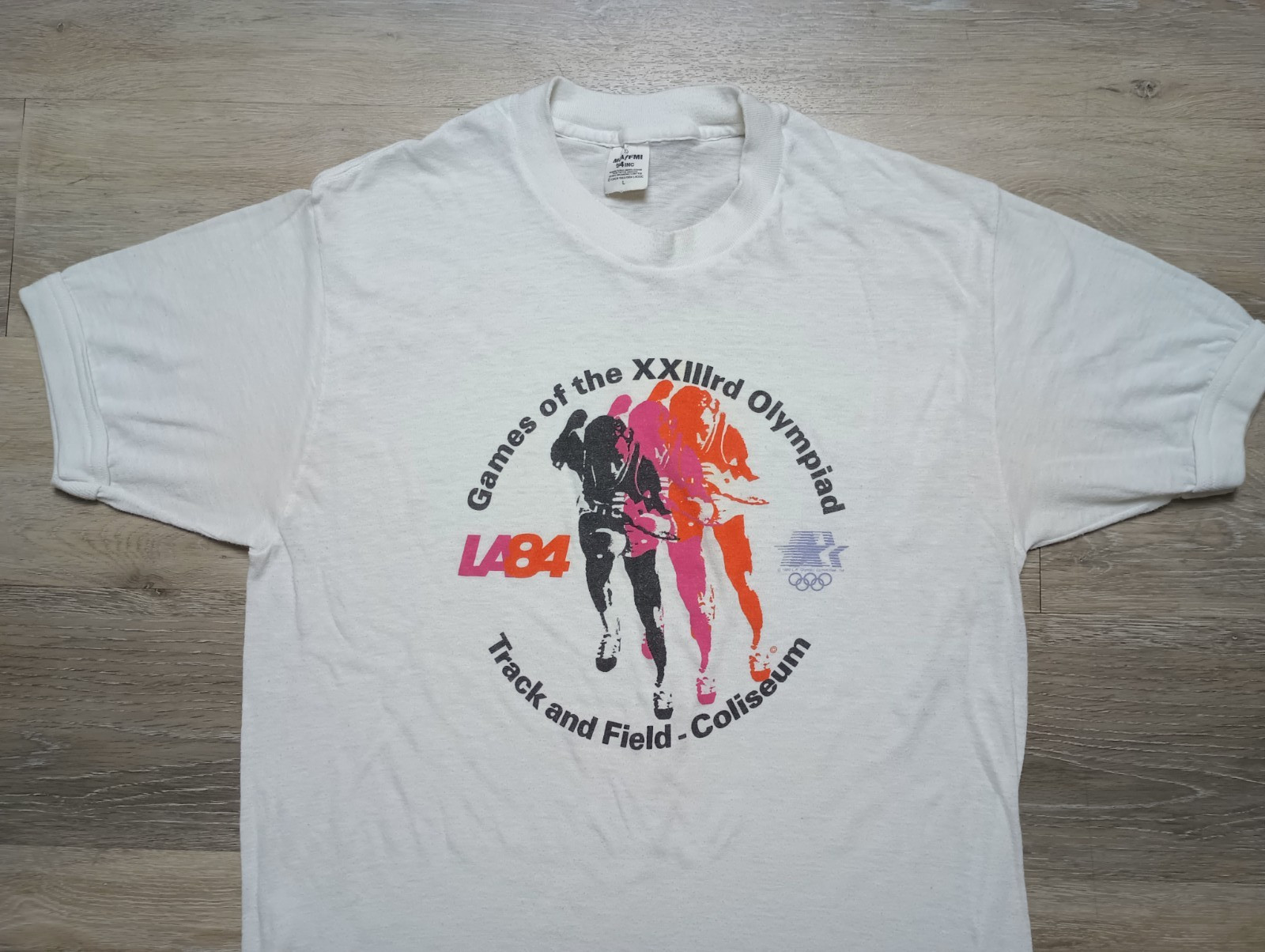 1984 Olympiad Track & Field T Shirt vtg Los Angeles Olympics sz M/L Summer Games