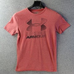 Under Armour Shirt Men L-XL Heather Red Frontside Logo Spell Out Heat Gear
