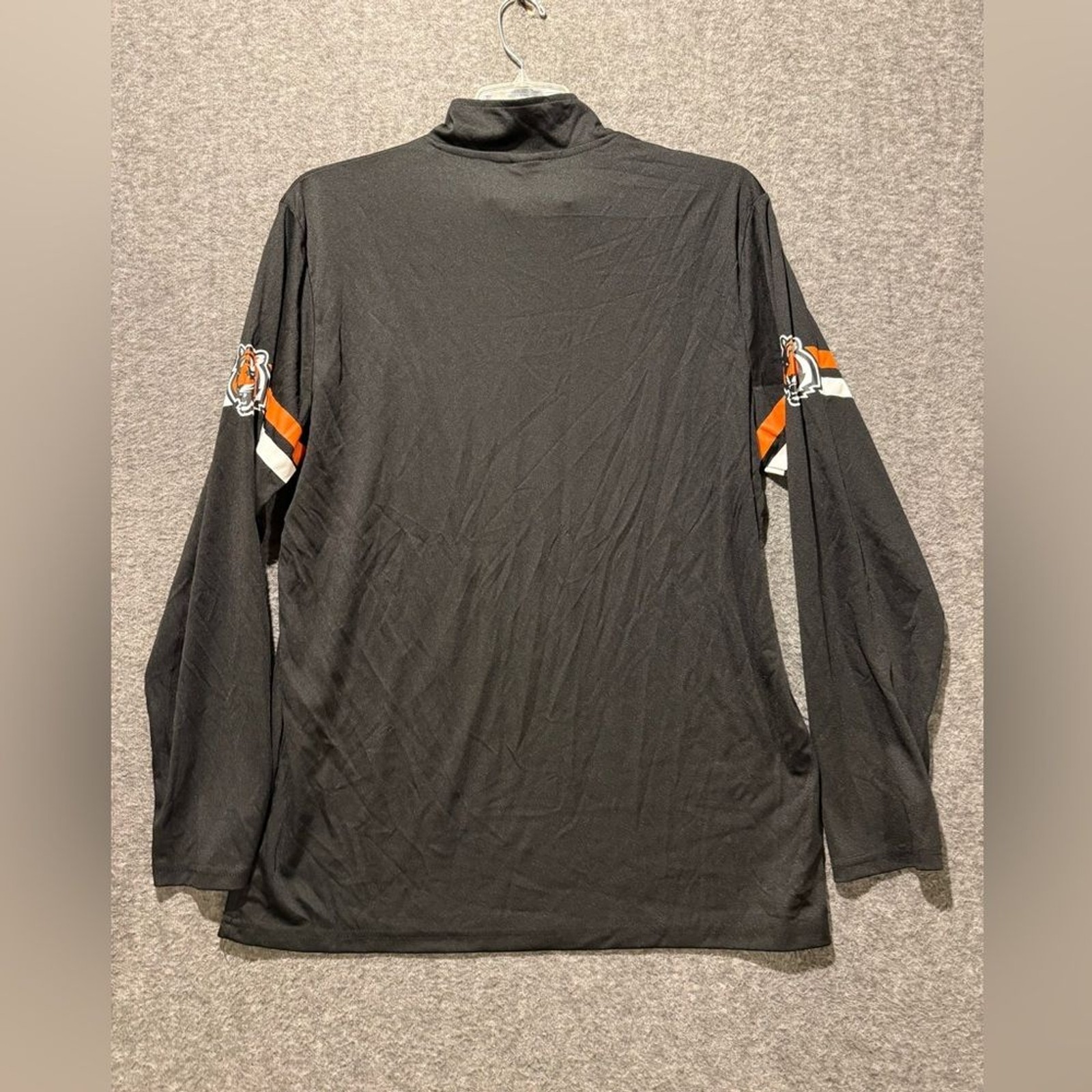 Cincinnati Bengals Pullover 1/4 Zip Tee Shirt Mens XL black NFL Team Lightweight gallery