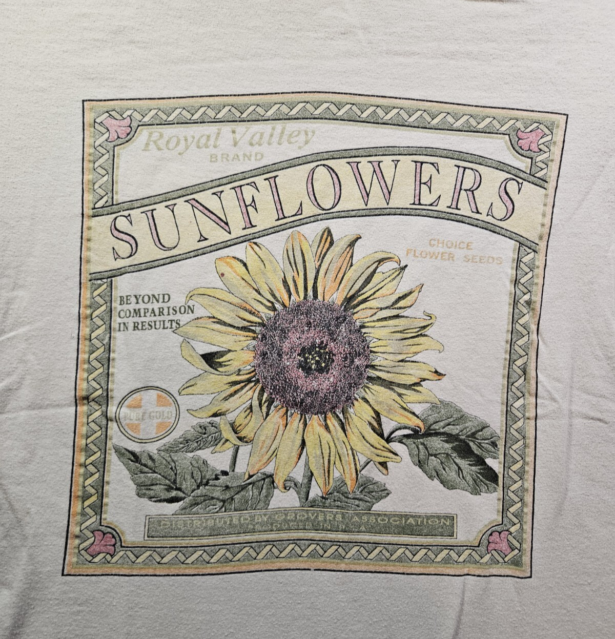 Vintage Sunflower Royal Valley Floral Print 90s Graphic T-shirt Single-Stitch XL