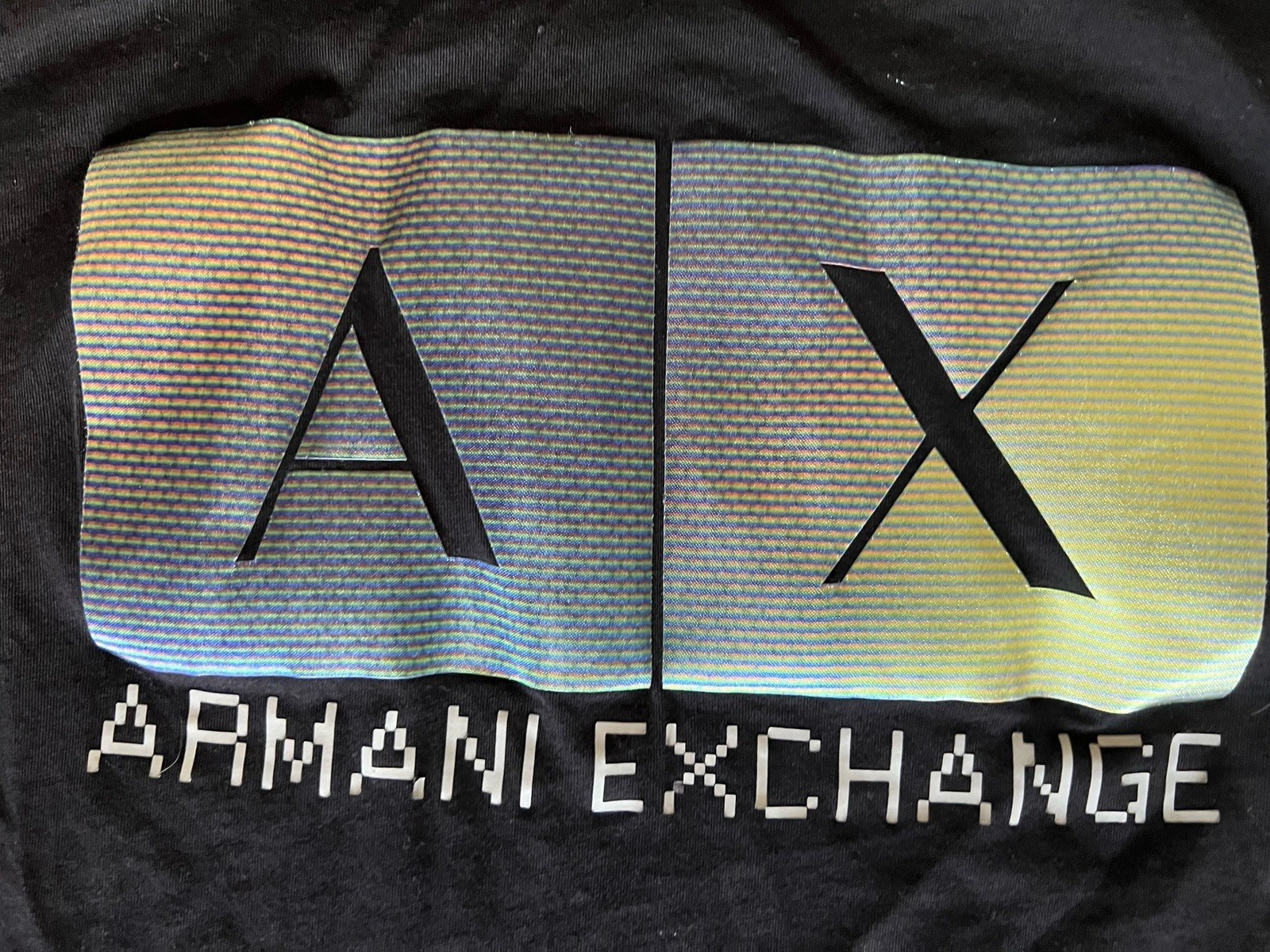 Armani Exchange Crewneck T Shirt Multi Color Foil Logo Size Large gallery