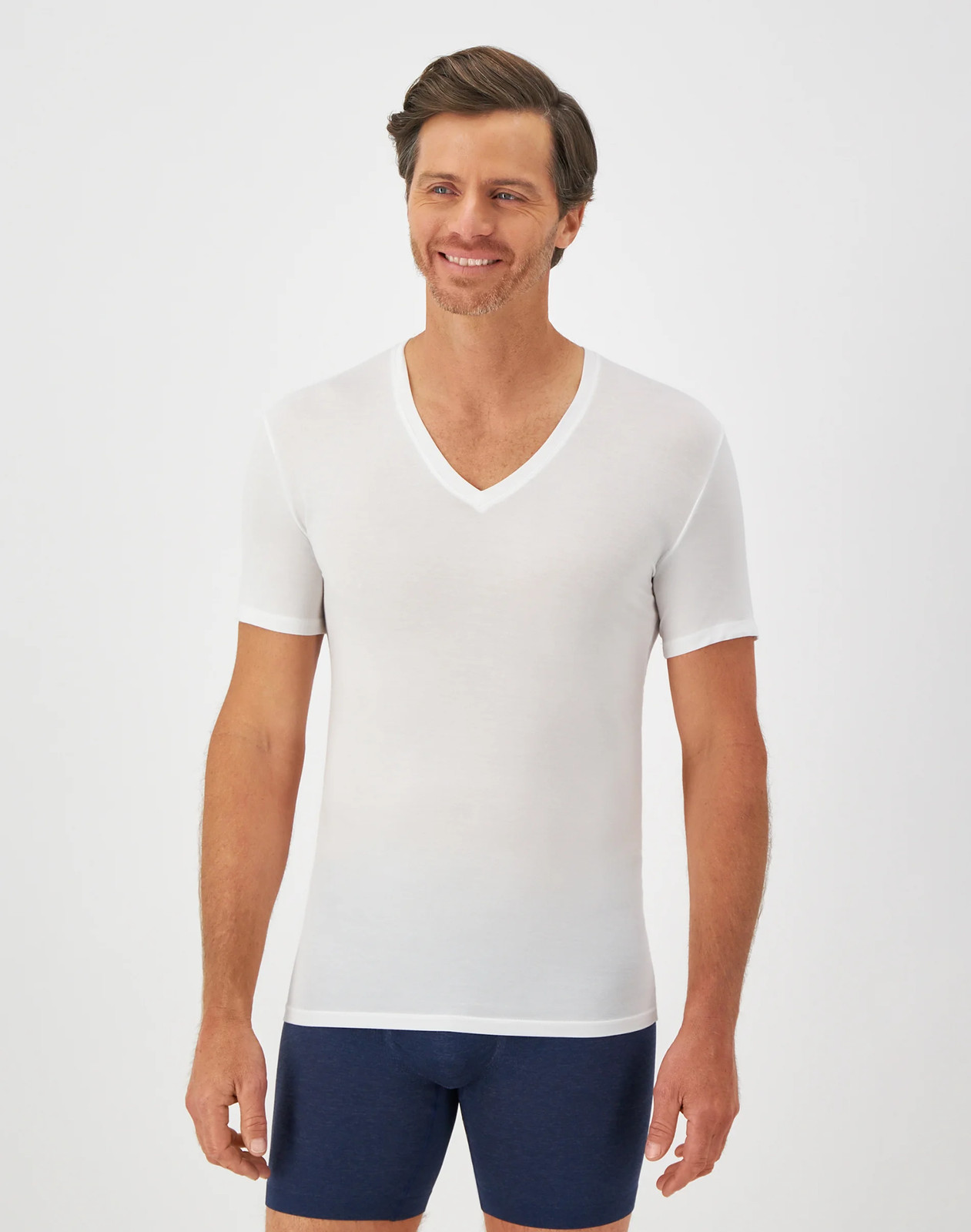 Hanes Perfect Flex Men's Tee, White V-Neck Undershirt, 1-Pack gallery