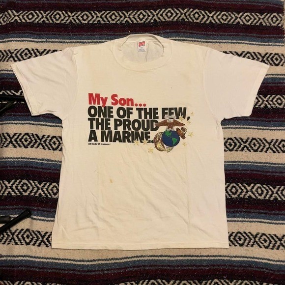 VTG 80s Soffe My son one of the fee the proud a marine military tshirt XL USA