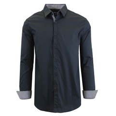 Galaxy Men S Long Sleeve Slim-Fit Solid Dress Shirts Size XL