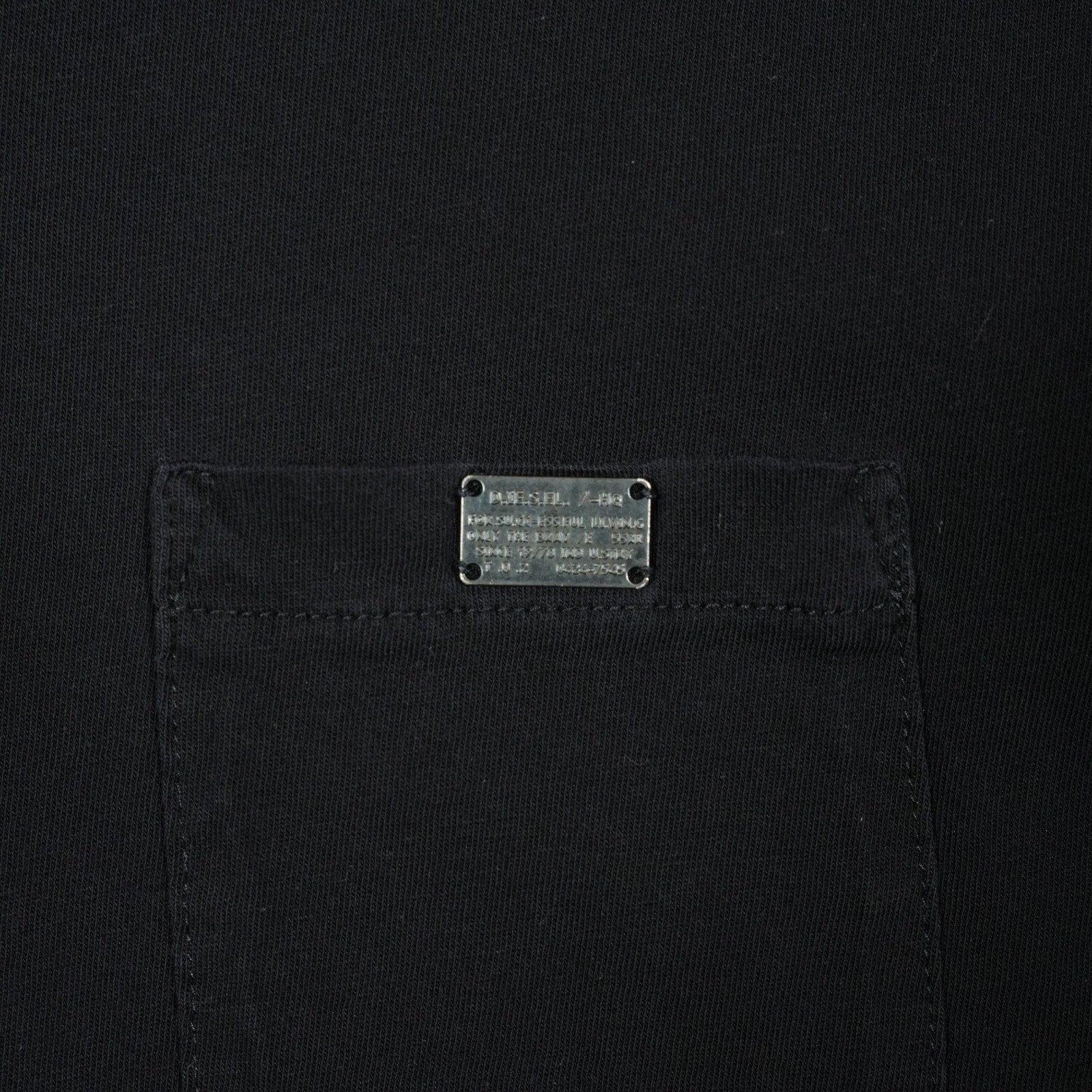 Diesel Mens Black Scoop Neck Pocket T-Shirt Metal Logo Plaque XL Cotton Bulgaria gallery