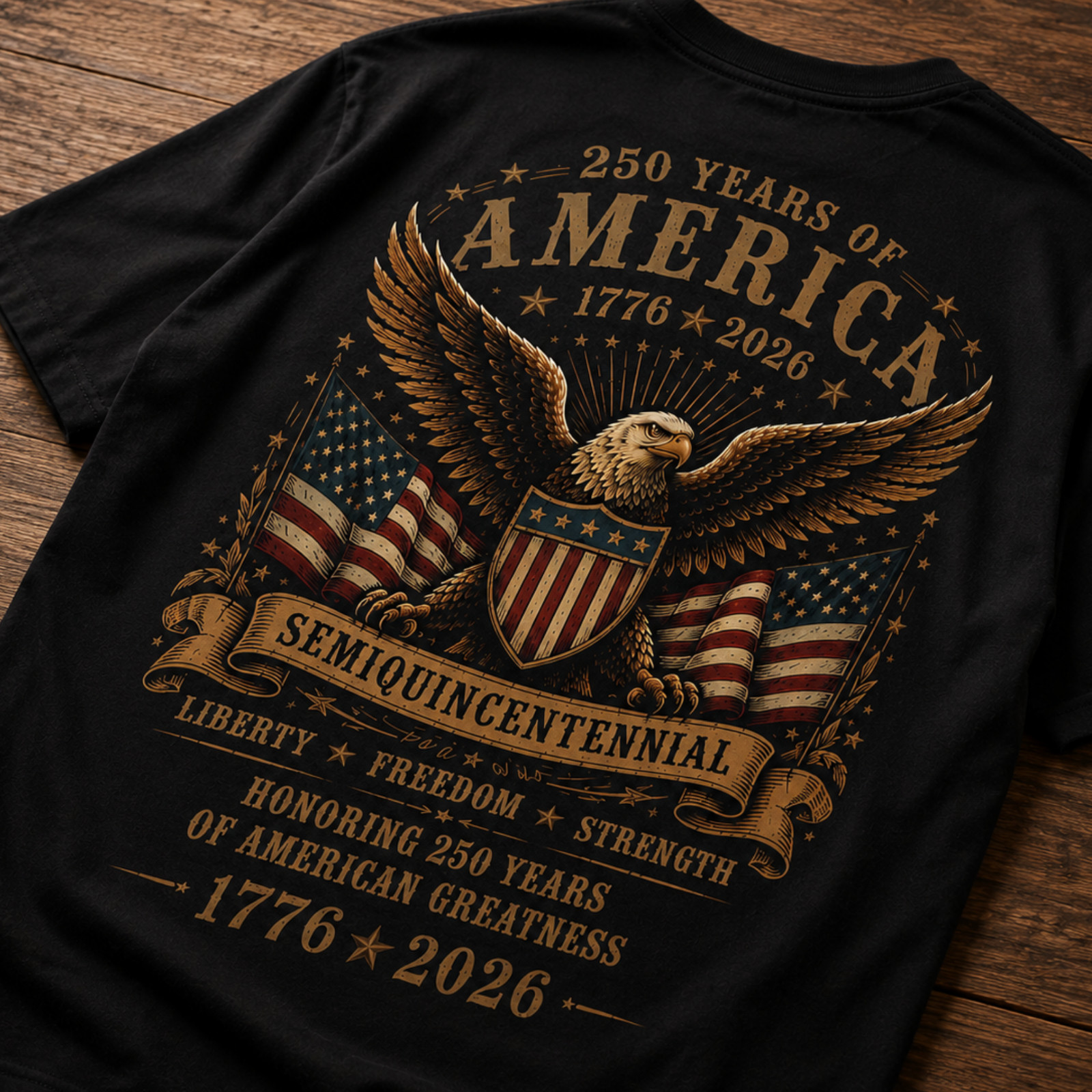 America 250th Anniversary Shirt 1776 2026 Patriotic Eagle Flag 4th July (S-5XL) gallery