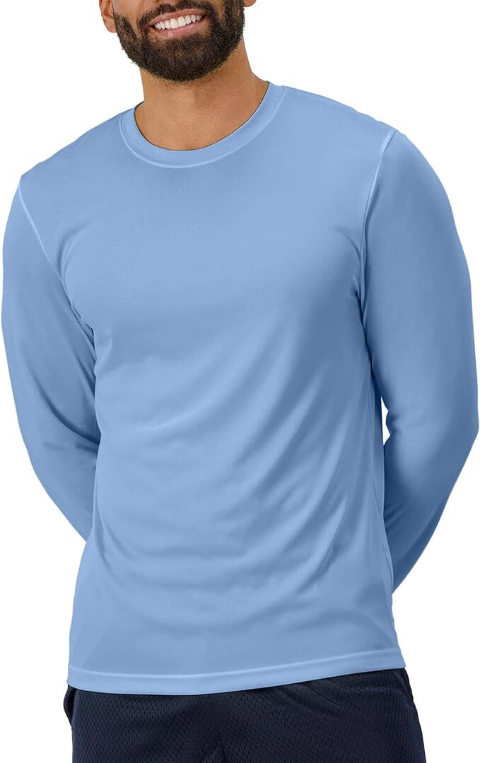 Hanes Long Sleeve Tee 2-Pack T-Shirt Sport Men's FreshIQ Cool DRI Jersey S-3XL gallery