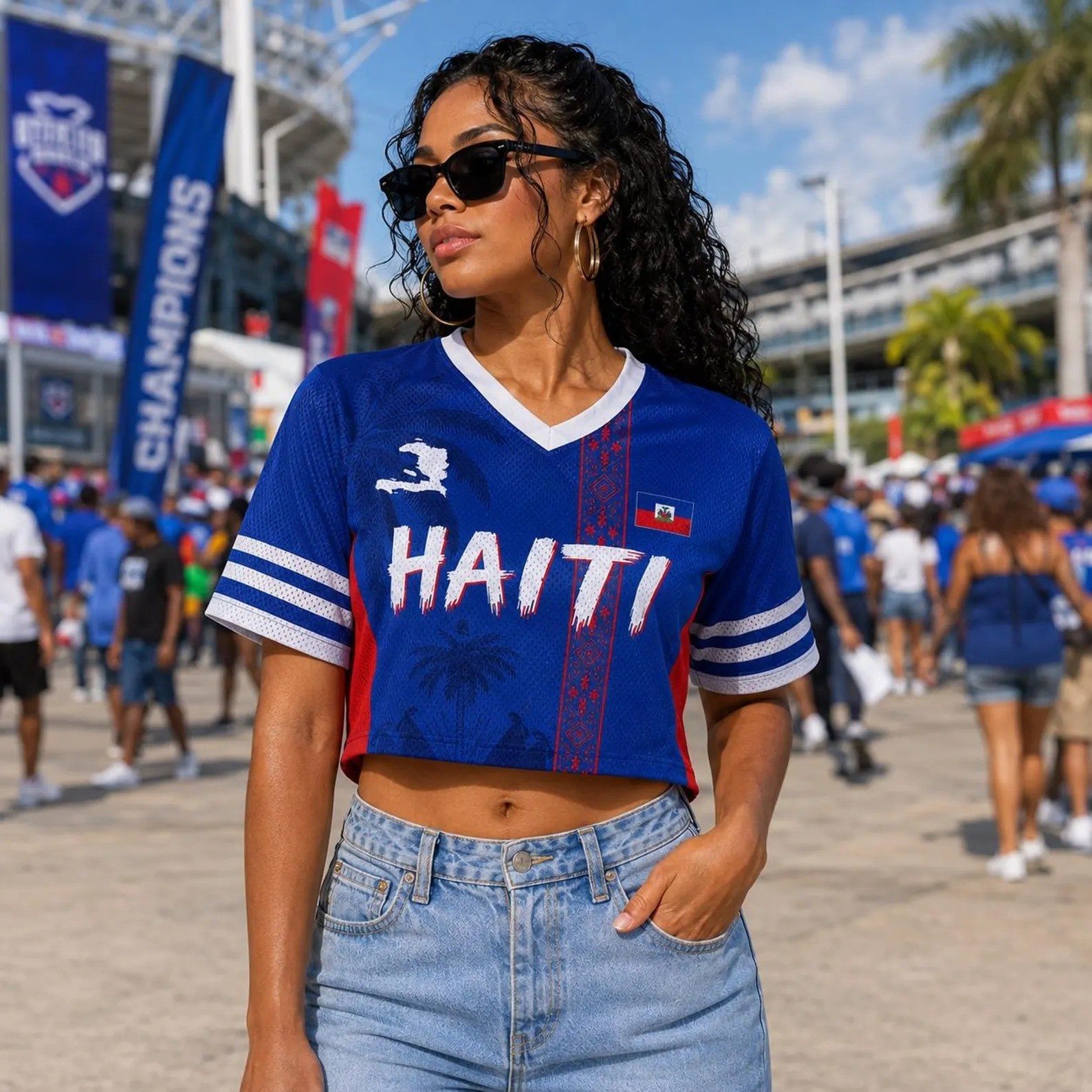 Personalized Haiti Soccer Croptop Mesh Jersey, Custom Name Number Haiti Jersey gallery