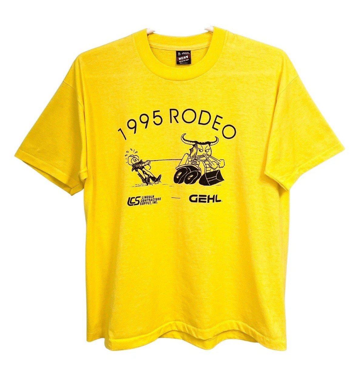 Vintage 90s Rodeo T-Shirt Yellow XL Fruit of the Loom Best USA Made Bull gallery