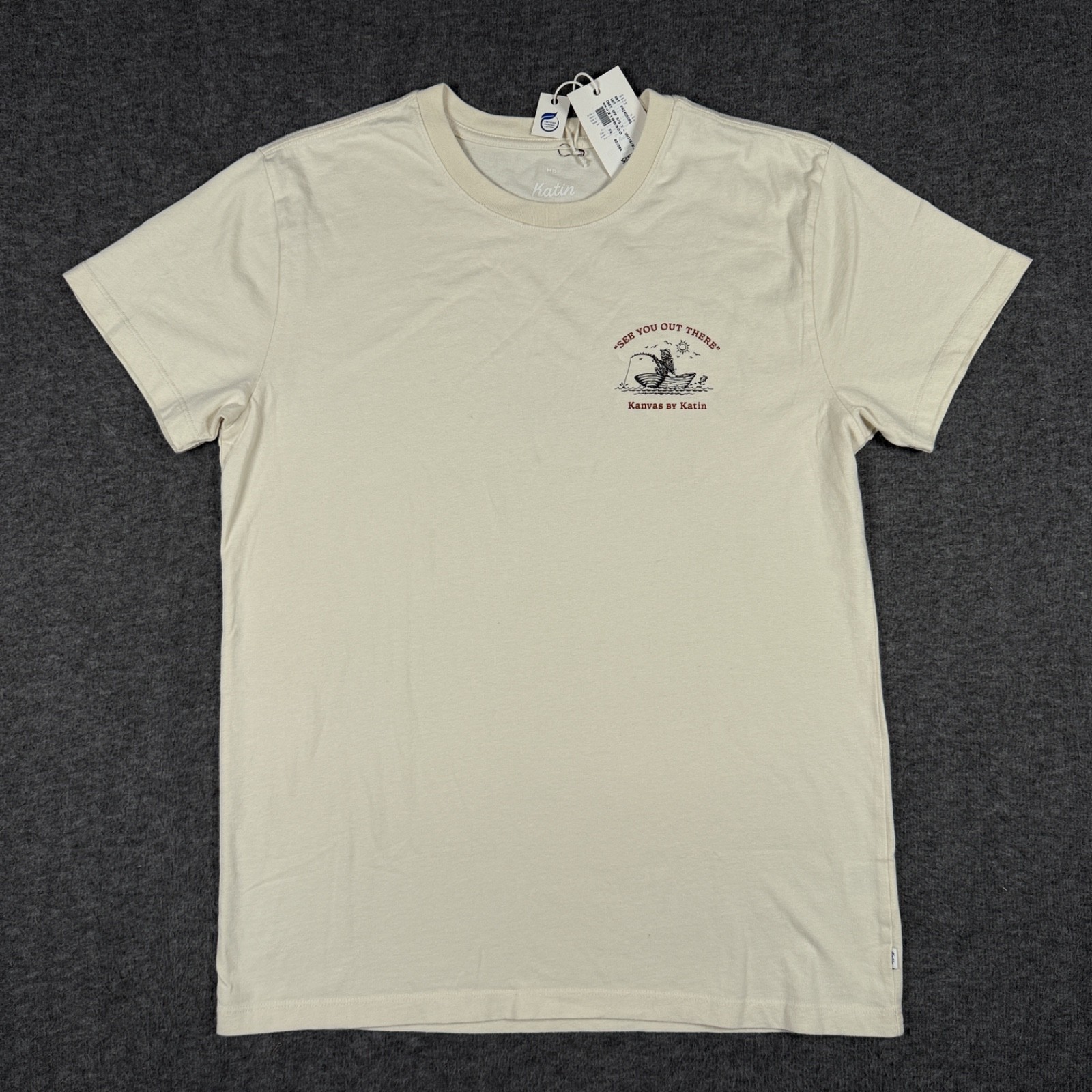Katin Shirt Mens Medium Beige Cast Off Skeleton Boat Crew Short Sleeve Tee NWT gallery