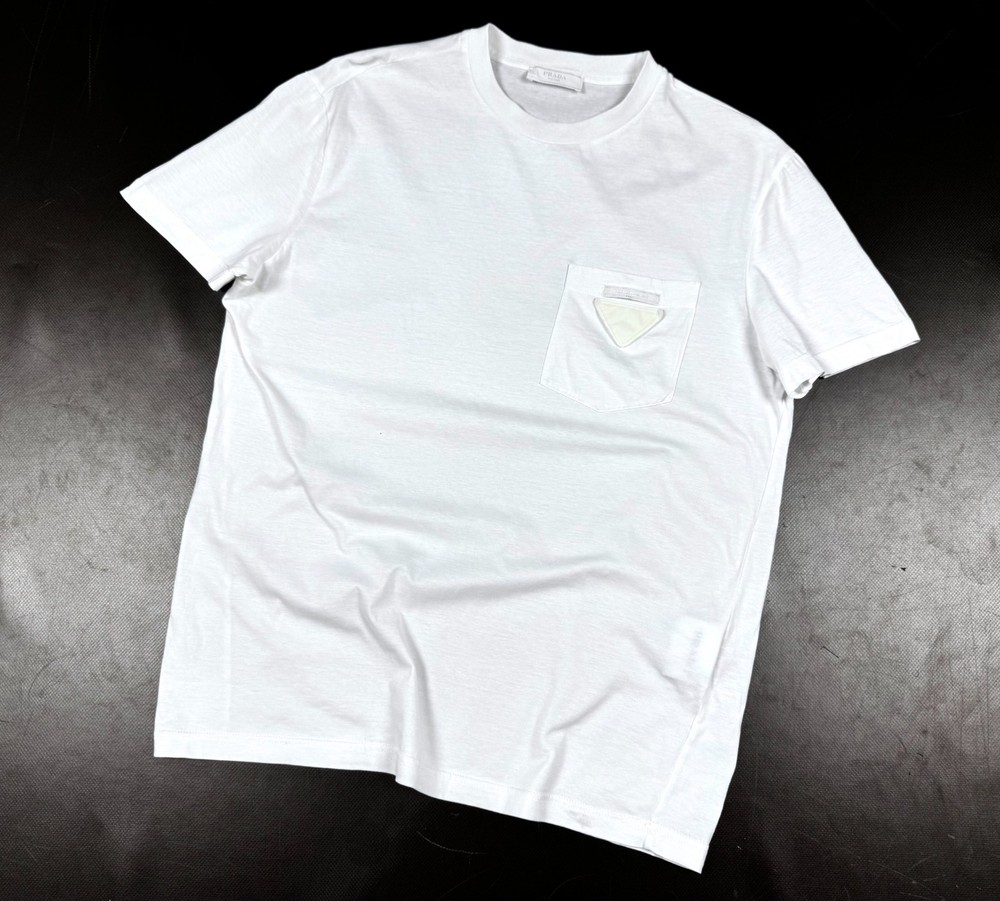 Auth Men’s PRADA Milano Logo White Casual Cotton Short Sleeve t Shirt Size S/M