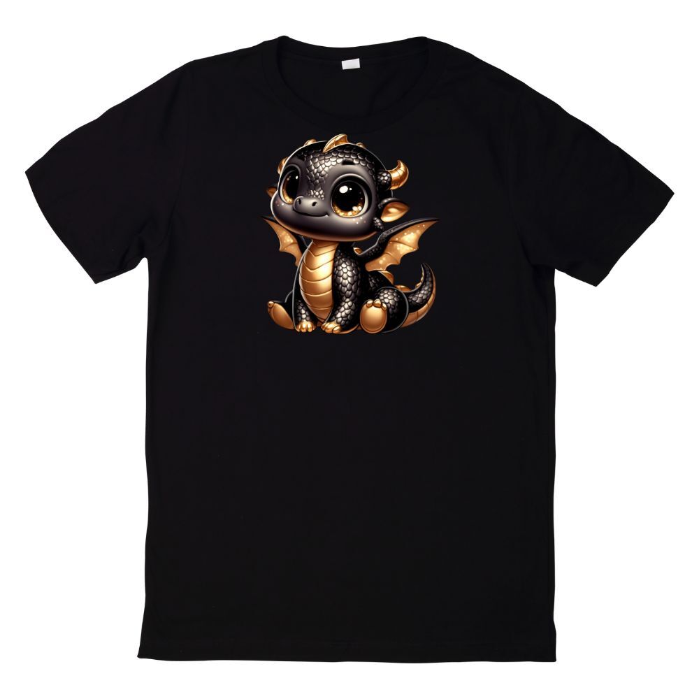 Cute Baby Dragon Black And Gold T Shirt gallery