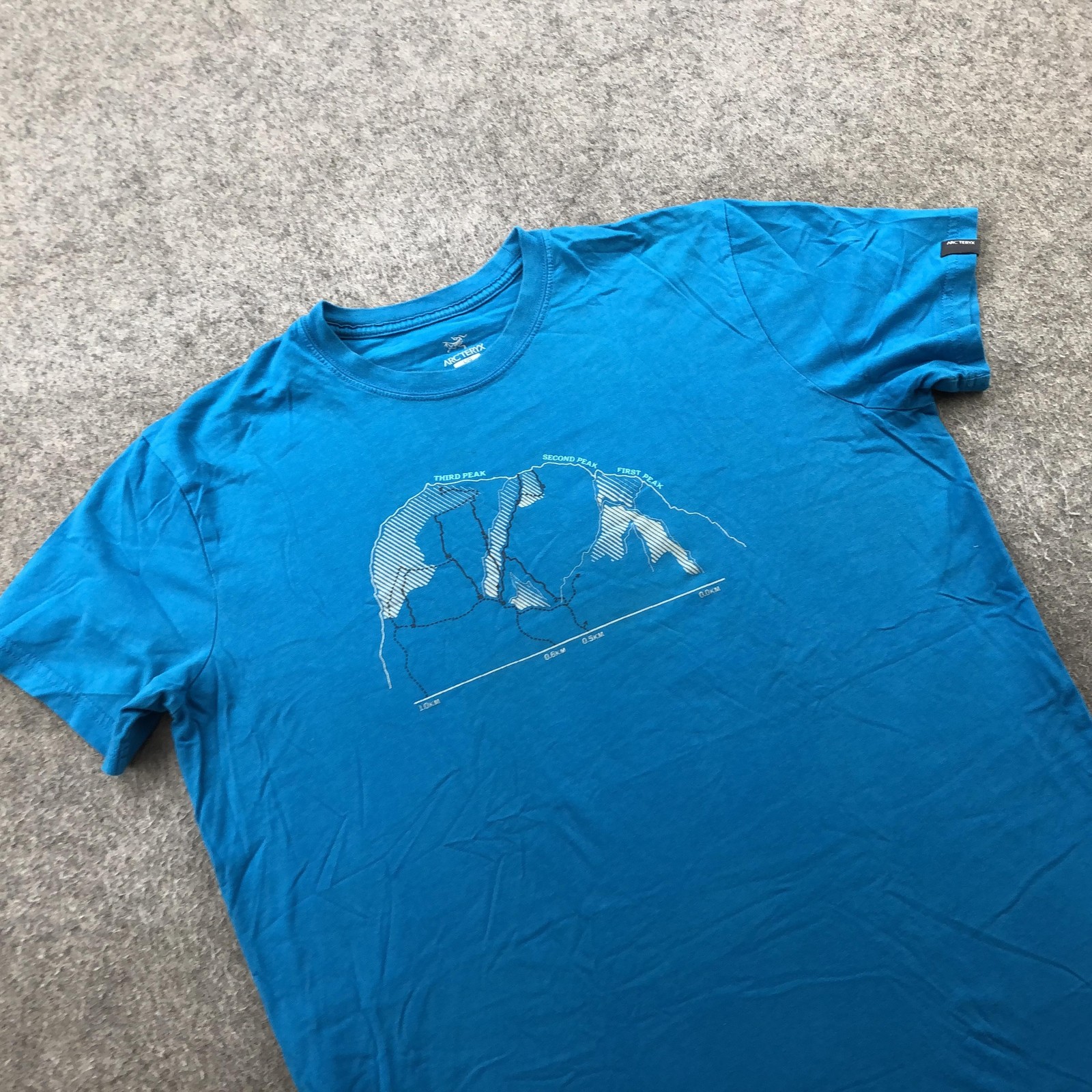 Arc'teryx Shirt Mens Large Blue Mountains Peaks Compass Graphic Tee Tagless gallery