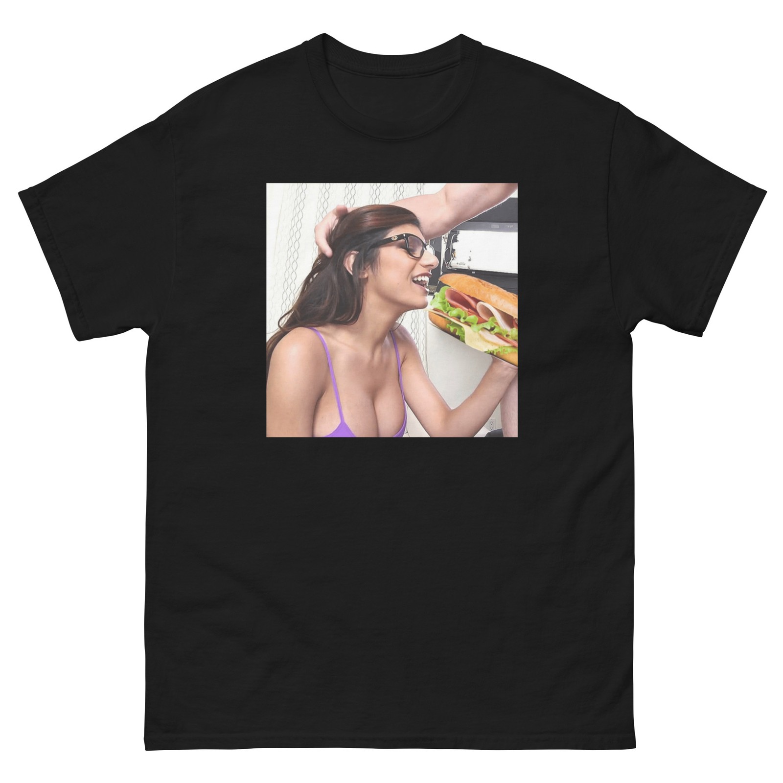 Mia Khalifa Eating A Sandwich Unisex Classic T-Shirt (Size S-5XL)