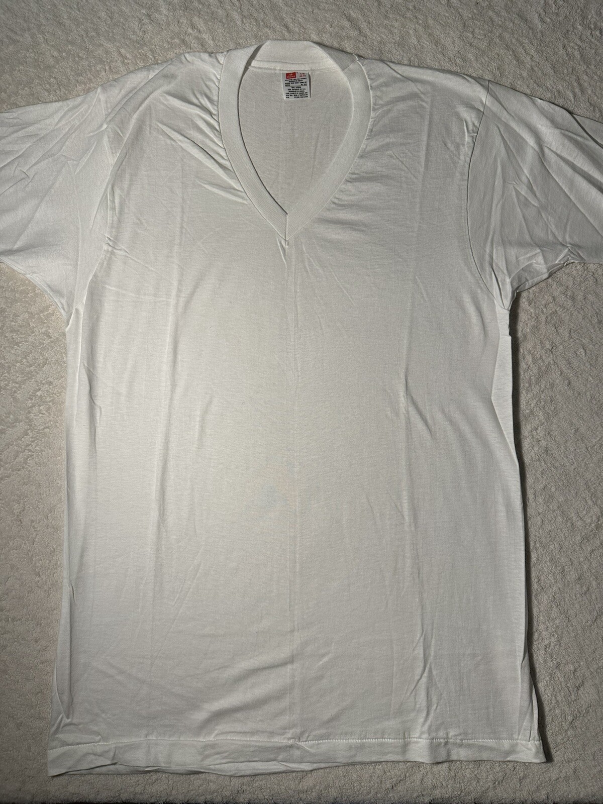 Vintage 1980s 1990s Hanes V Neck Basic Blank Single Stitch T-Shirt, L, Deadstock gallery