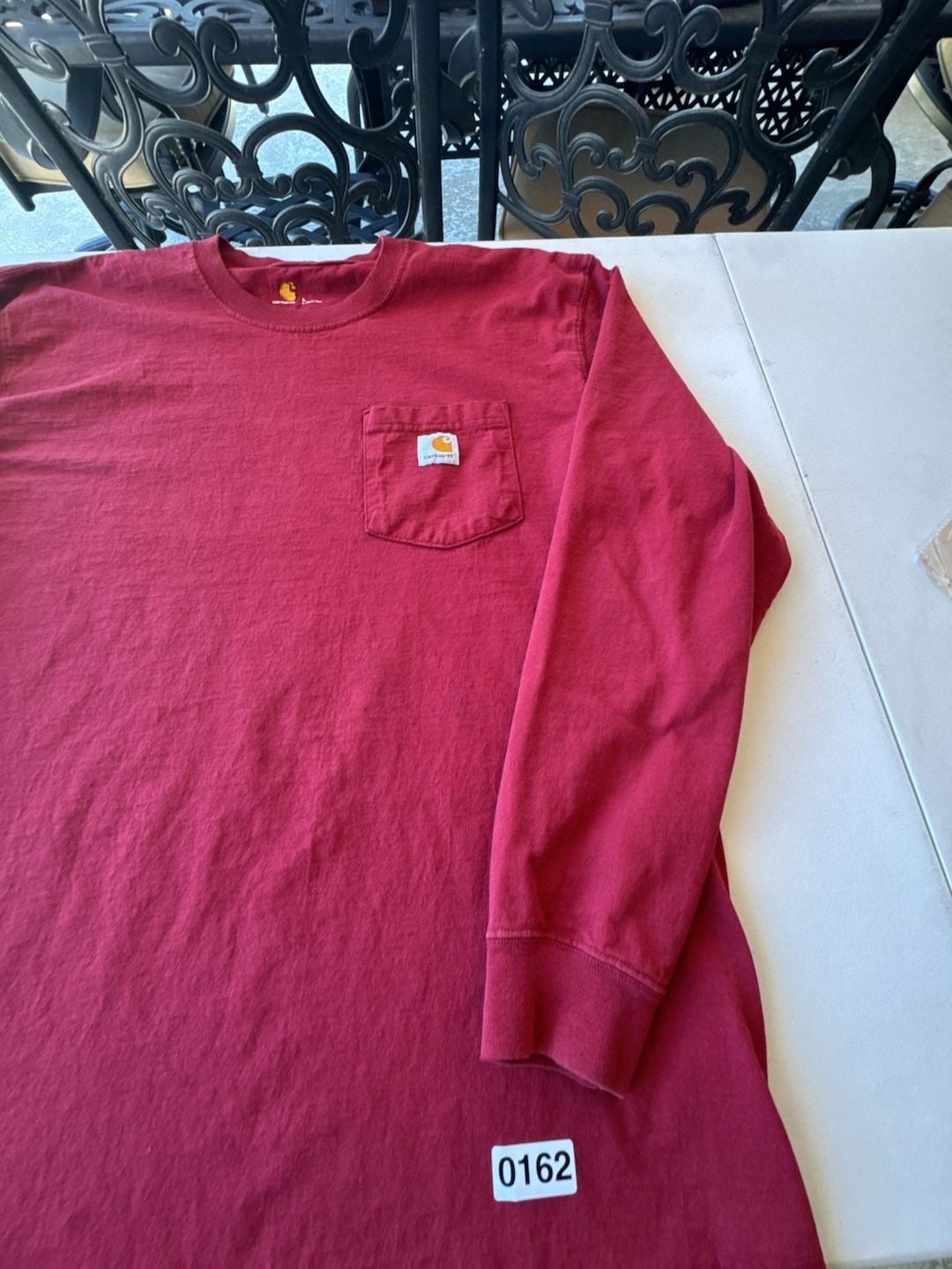 Carhartt Men's K126 Loose Fit Heavyweight Long Sleeve Pocket T-Shirt Red gallery