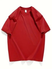 Men’s Classic Solid Plain Cotton Round Hem Scallop Essentials Tshirt S-2XL
