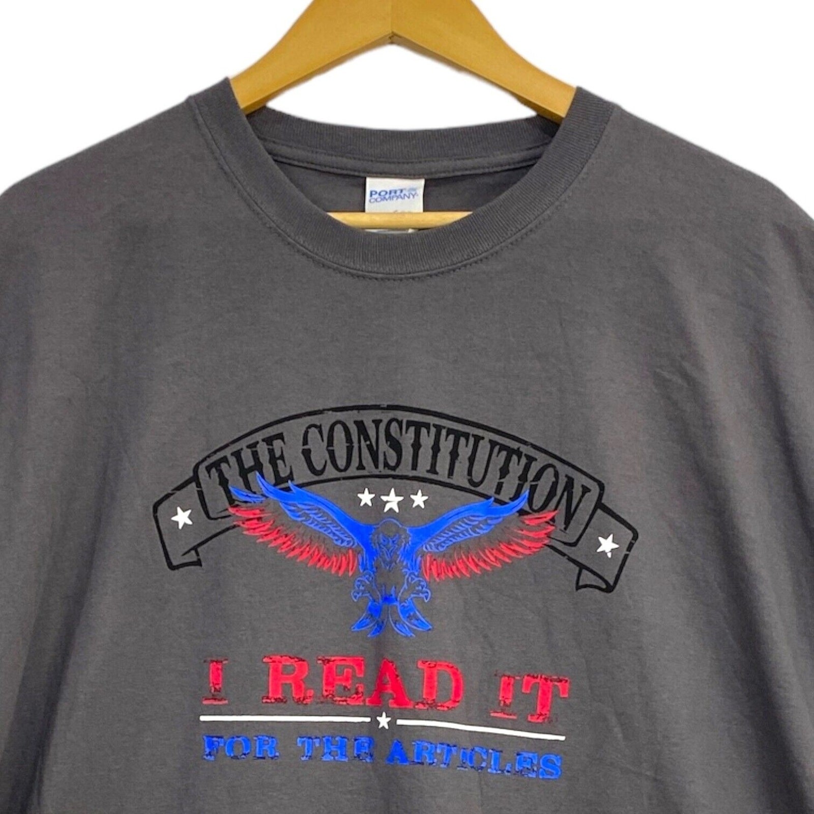 Port & Company Mens Tee 3XL Gray The Constitution Patriotic Red White Blue Eagle gallery