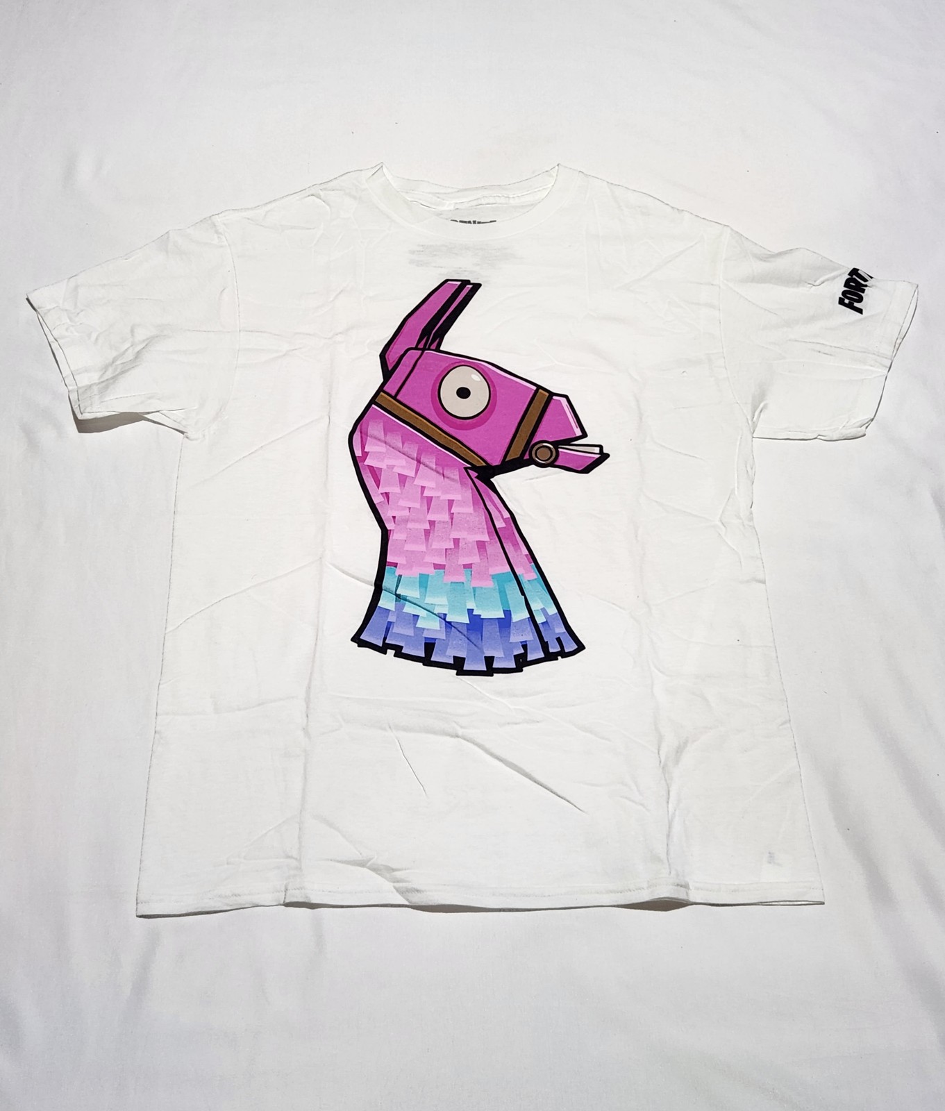 Fortnite T-Shirt XL Boys White Loot Llama Lama Pinata Graphic Tee Epic Games