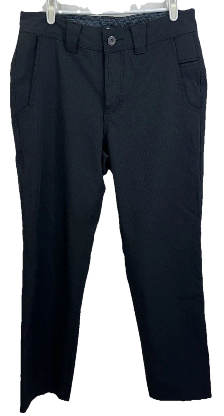 LuLuLemon Men’s 32” Waist Black Gray Pinstriped Nylon Blend Stretch Pants EUC gallery