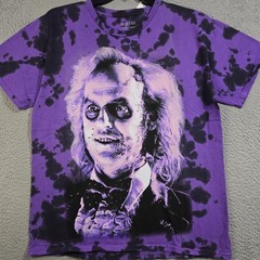 Beetlejuice Tie Dye Shirt Mens Large L Purple Distressed Classic Movie Retro NWD