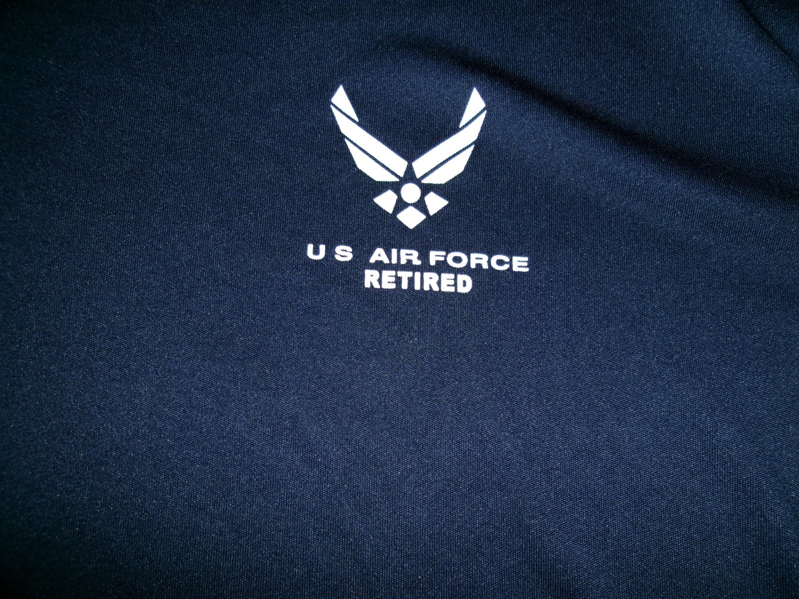 Men's U.S. Air Force Retired T Shirt Size XL EUC Navy, Short Sleeve, Polyester gallery