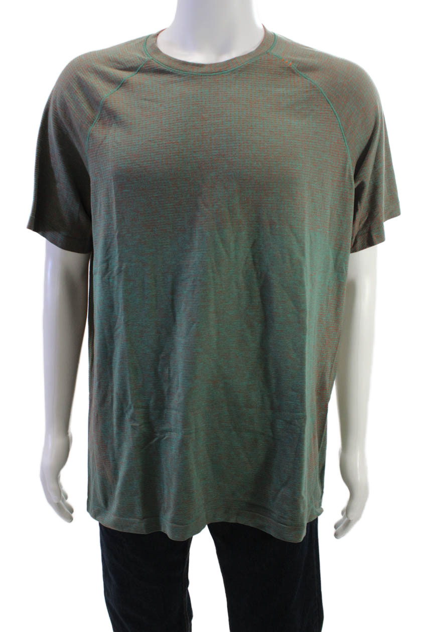 Lululemon Mens T-Shirt Green Nylon Blend Crew Neck Short Sleeve Size XL gallery