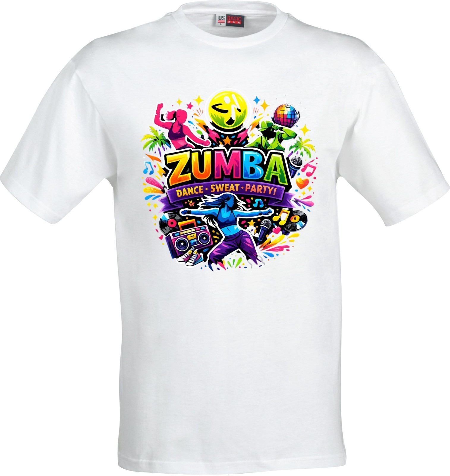 Zumba Multicoloured Dance, Sweat, Party D.T.F Funny Short Sleeved T shirt gallery