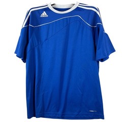 Adidas Mens ClimaCool Blue White Striped Soccer Athletic Shirt XL