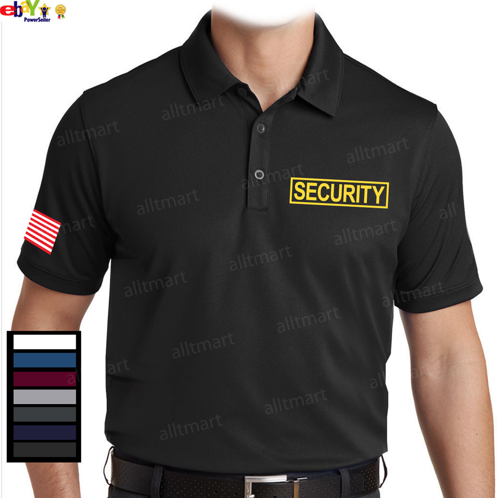 NW SECURITY AMERICAN FLAG POLICE STAFF UNIFORM PARTY COLLAR DRY FIT POLO T-SHIRT gallery