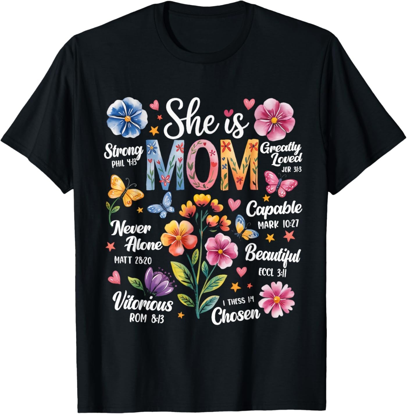 She is Mom Bible Verses Christian Boho Floral Mother's Day T-Shirt gallery
