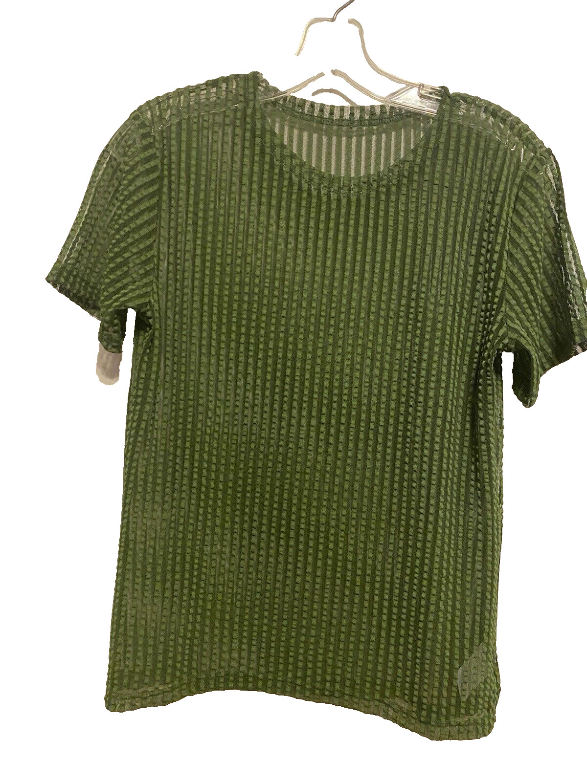 JOGAL Men’s Striped Sheer Fitted Short Sleeve Muscle Shirt Top Green Small NWOT