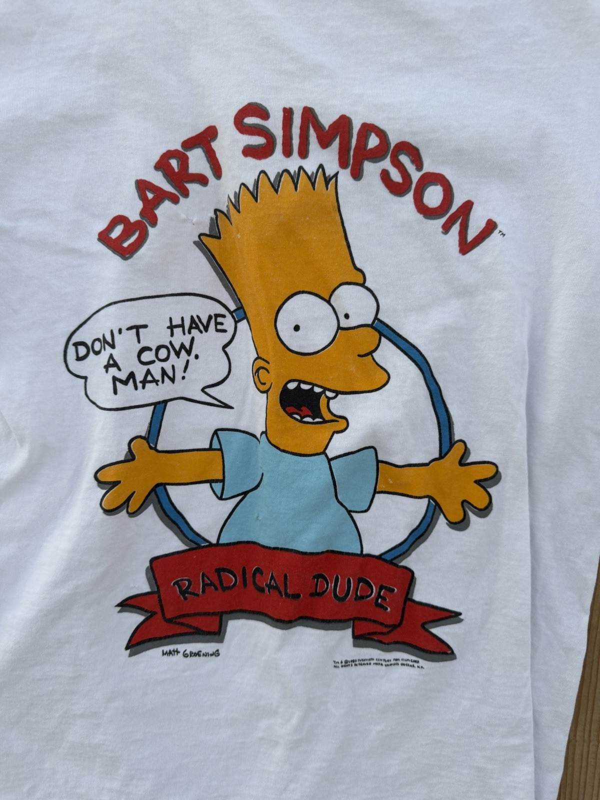Fruit of the Loom Bart Simpson Radical Dude Graphic Tee White M Preshrunk gallery