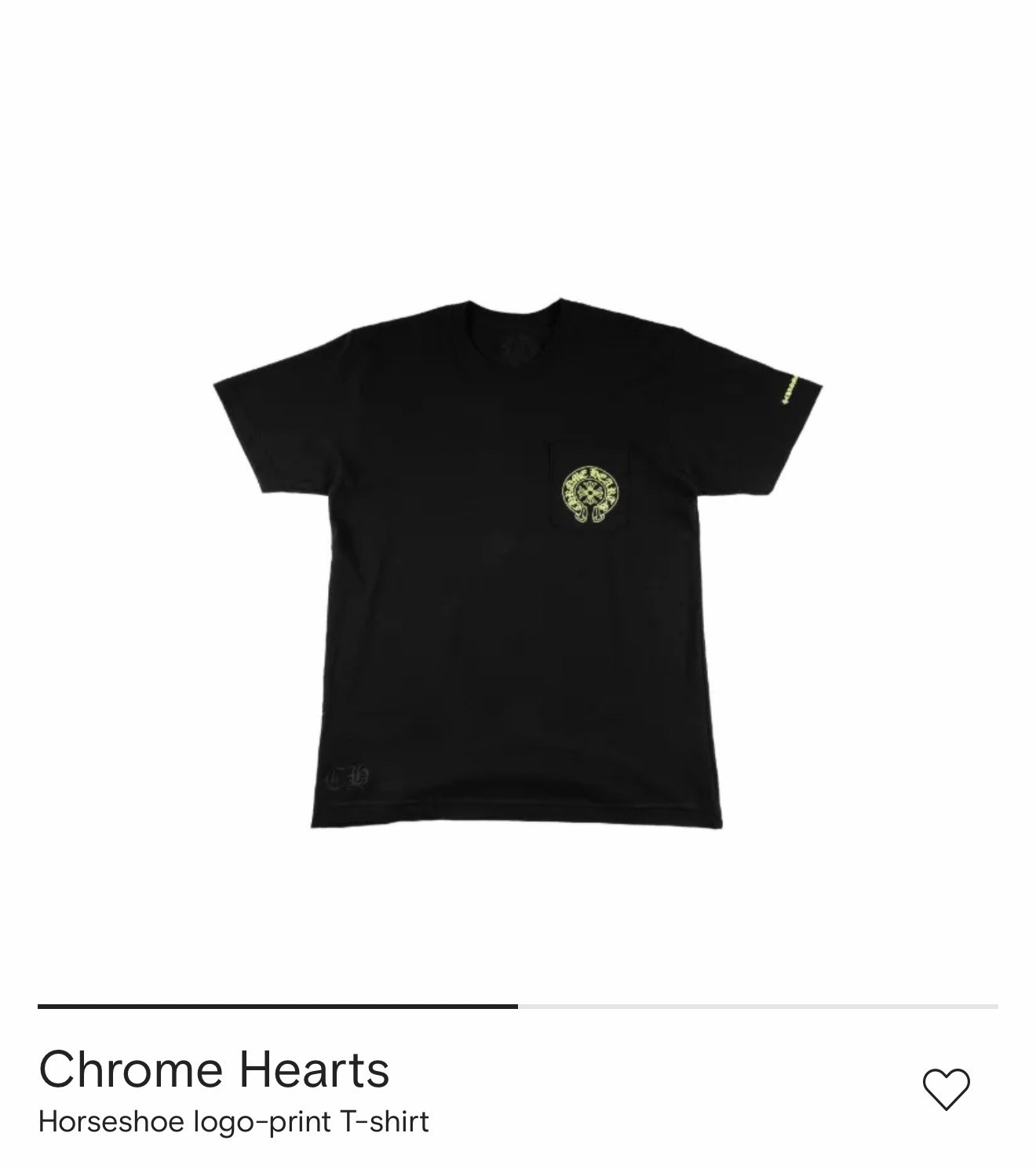 Chrome hearts Horseshoe Logo-Print T-Shirt Black & Neón Green shirt size Large gallery