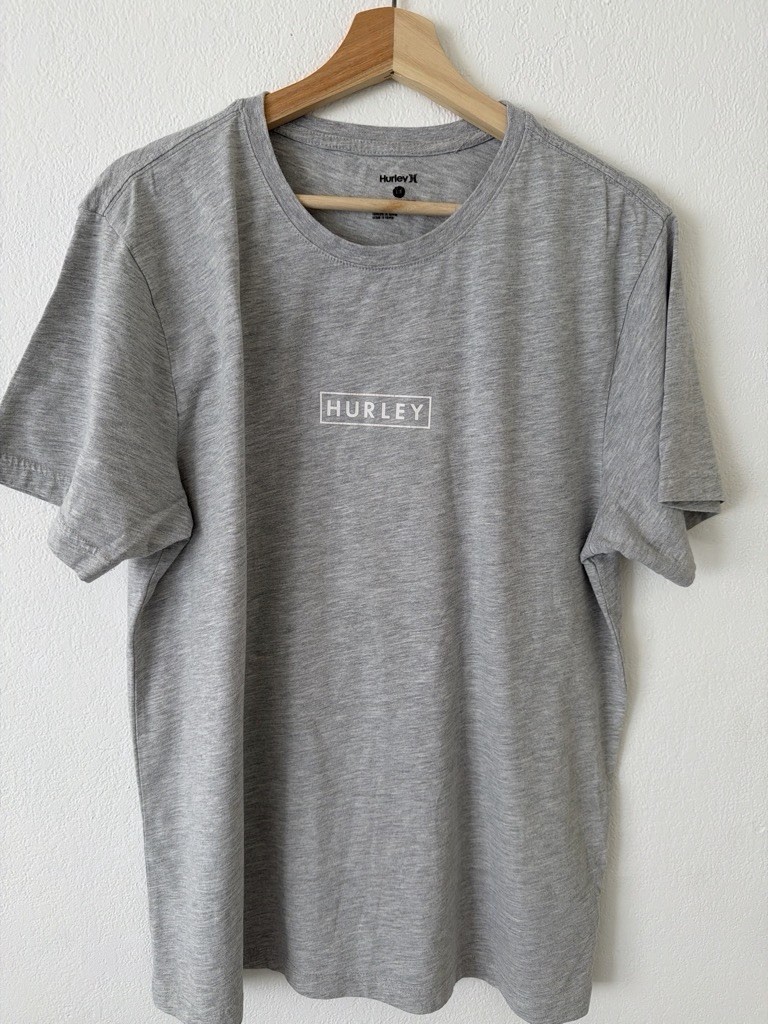 Hurley Men’s Gray Graphic Logo Crew Neck Short Sleeve Knit T-Shirt Size L