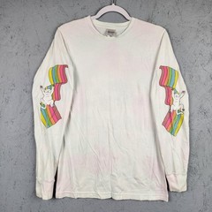 RIPNDIP Shirt Mens Small White Long Sleeve Must Be Nice Cat Unicorn Graphic Logo