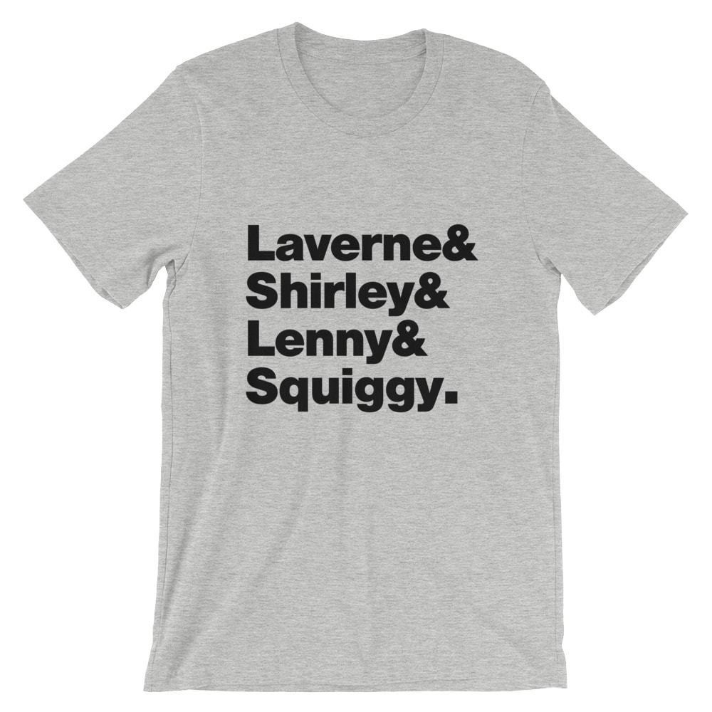 Laverne And Shirley T-Shirt. Premium Black White Gray or Red TV Show Tee.