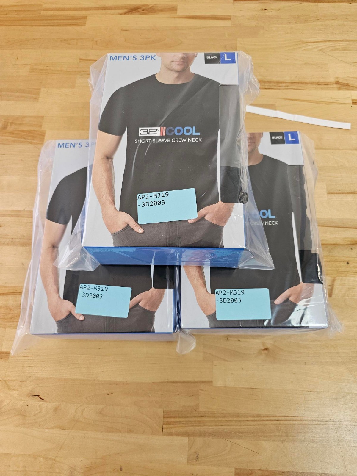 3 PACK - L / LARGE BLACK- 32 Degrees Cool Men's Short Sleeve T-Shirts Crew Neck gallery