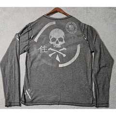 VTG Y2K Affliction Reversible Thermal Long Sleeve Distressed Shirt Men 2XL Biker