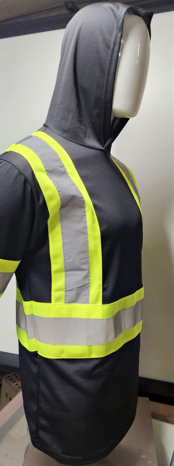 Black Long Sleeve Safety Shirt With Hoodie, Polyester Birdeye mesh Class 1 gallery