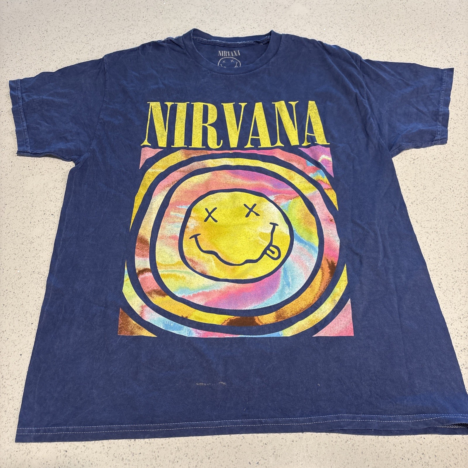 Official Nirvana Smiley Face Tie Dye T Shirt Size L gallery
