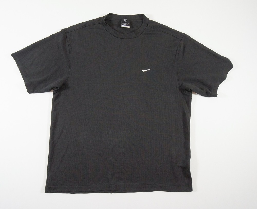 Nike Golf Shirt Mens Medium Black Sphere Dry Workout Training Activewear Swoosh