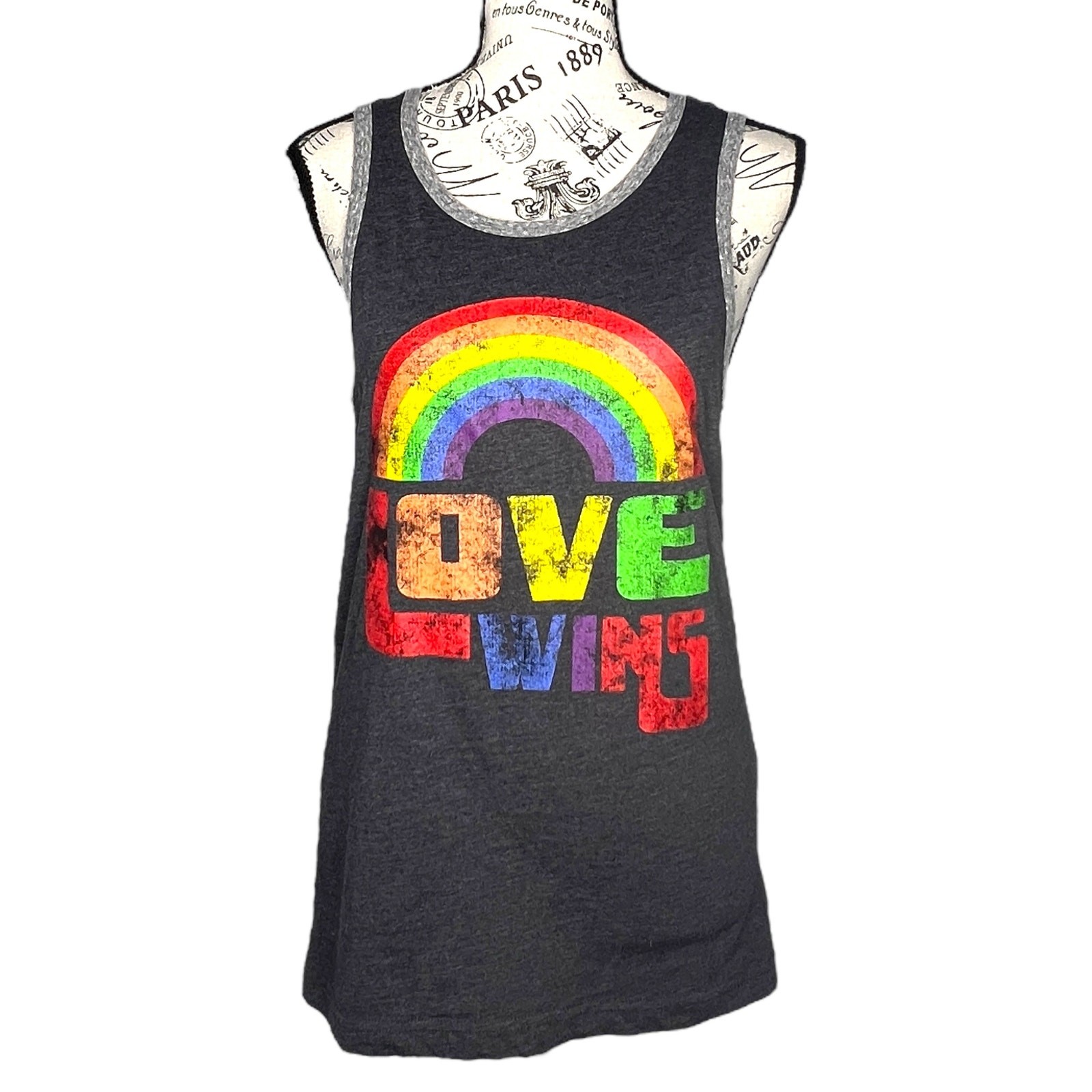 Well Worn (XS) Love Wins Rainbow Pride Contrasting Trim Tank Top gallery